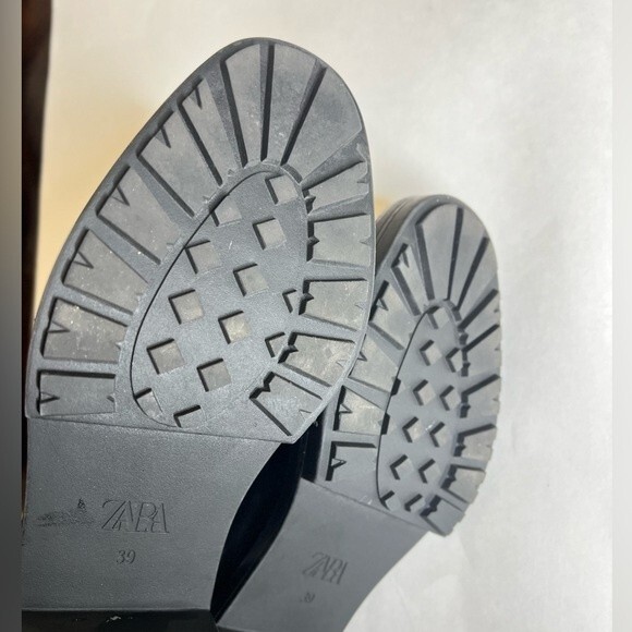 Zara Chelsea Lug Sole Chunky Heel Platform Ankle Boot Black Size 39 US 8 - Picture 14 of 16